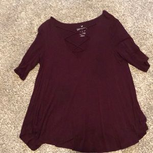 American Eagle Maron Soft and Sexy Tee